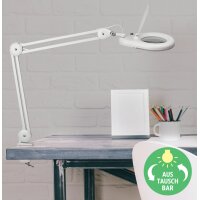 MAUL LED-Lupenleuchte MAULviso, Klemmfuss, weiss
