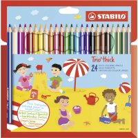STABILO Crayon de couleur Trio long, corps large, étui de 18