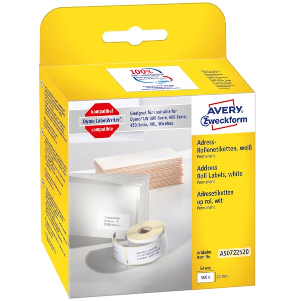 AVERY Zweckform Rollenetiketten, 89 x 28 mm, weiss