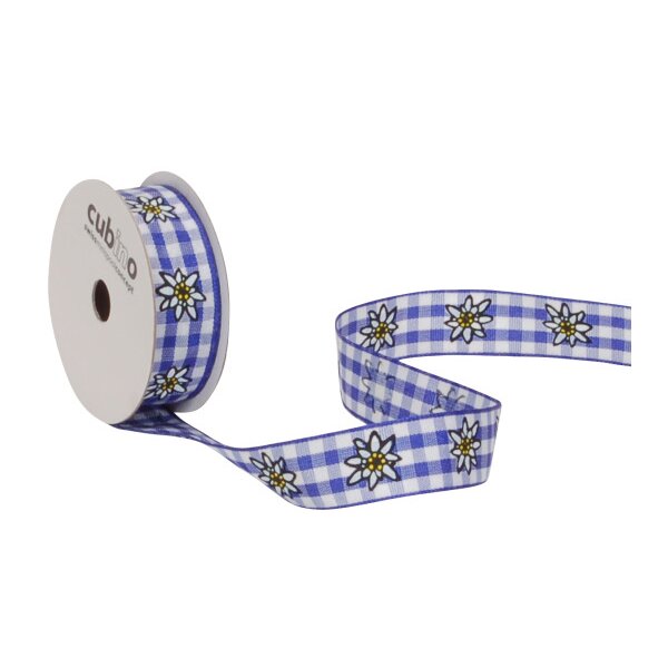 SPYK Band Cubino 15mm/3m 1324.1554 blau/weiss Karo Edelweiss