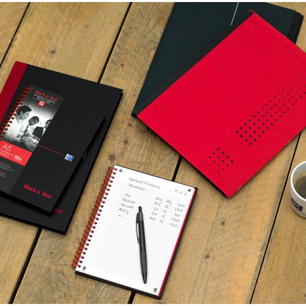 Oxford Spiralbuch "Black n Red", DIN A5, kariert, Karton