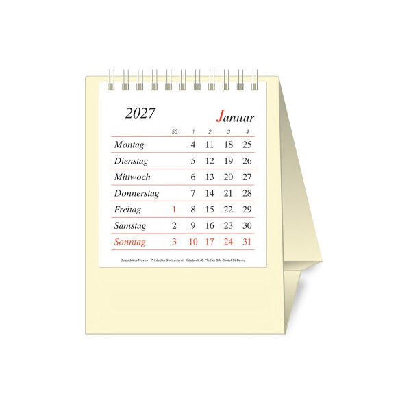NOVOS Cal. table Pro Bristol D. 2027 509094 1M/1P beige DE 11.5x14cm