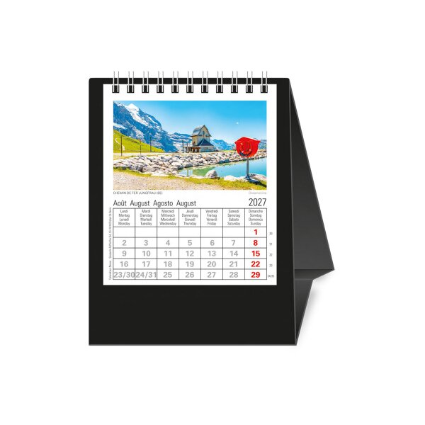 NOVOS Calendrier table Helvetia 2027 501050 1M/1P noir ML 11.5x14cm