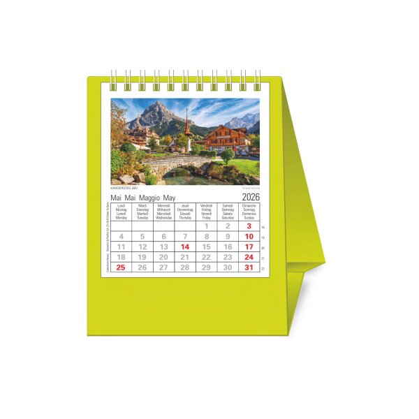 NOVOS Calendrier table Helvetia 2027 501098 1M/1P vert clair ML 11.5x14cm