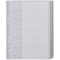 LEITZ Kunststoff-Register, Zahlen, A4 Überbreite, 1-12, grau