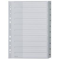 LEITZ Kunststoff-Register, Zahlen, A4 Überbreite, 1-12, grau