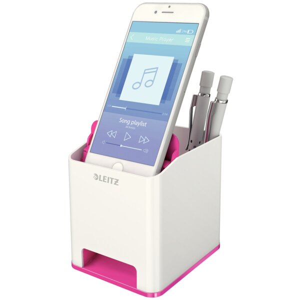 LEITZ Sound Stifteköcher WOW Duo Colour, 2 Fächer, weiss