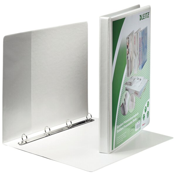 LEITZ Pr&auml;sentations-Ringbuch, A4 &Uuml;berbreite, weiss, 4 D-Ring