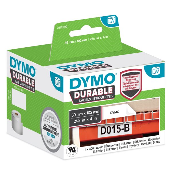 DYMO Etiquette pré-dimensionnée résistante, 104 x 159 mm