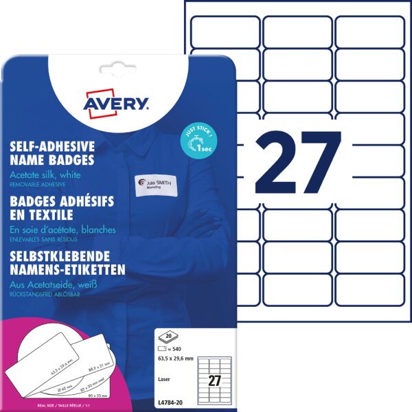 AVERY Zweckform Namensetiketten, 88,9 x 31 mm, weiss