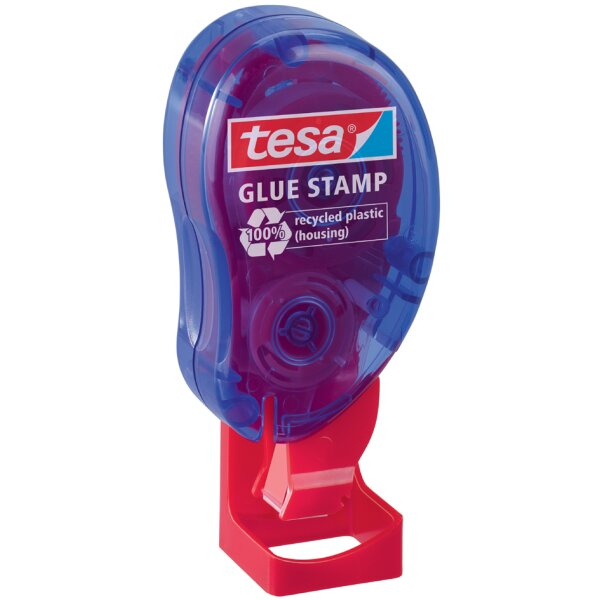 tesa ecoLogo Klebestempel, 1.100 Klebepads, blau-transluzent