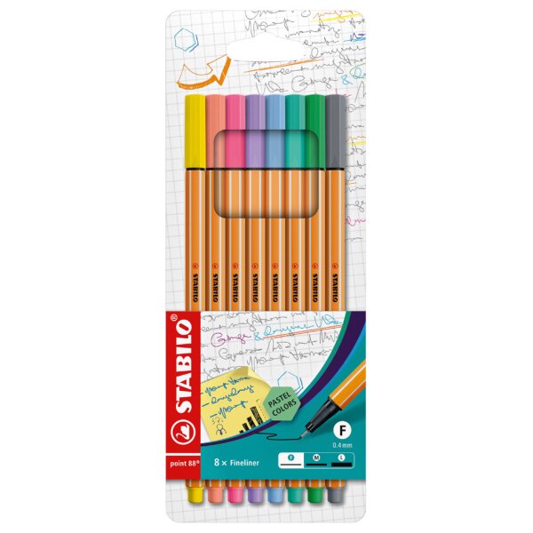 STABILO Fineliner point 88 Pastel Colors, 8er Kartonetui