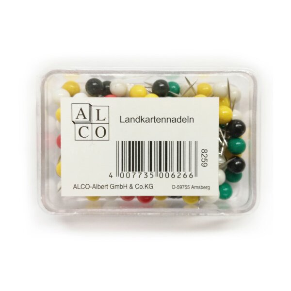ALCO Landkartennadeln 5mmx16mm 626A farbig ass. 60 Stück