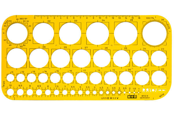 M+R Lochkreisschablone 1-36mm 85230670 gelb-transparent