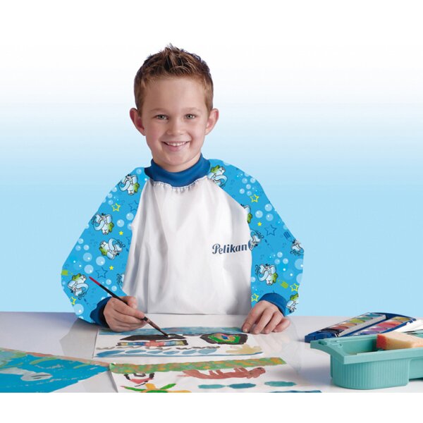 Pelikan Malschürze Boy, grau blau, mit Klettverschluss