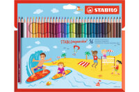 STABILO Farbstift aquacolor 2,8mm 16366 Kids Design 36...