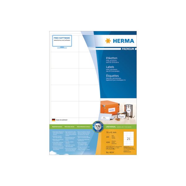 HERMA Etiketten Premium 70x41mm 4634 weiss 4200 Stück