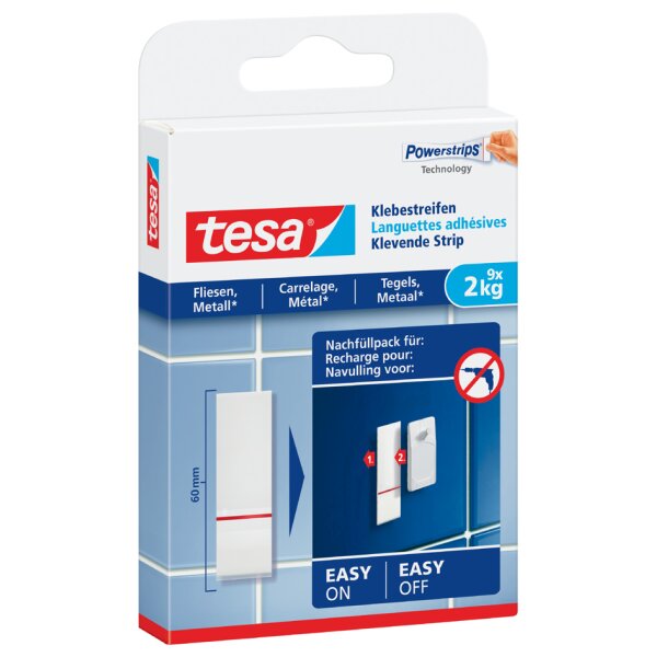tesa Powerstrips Klebestreifen für Fliesen und Metall