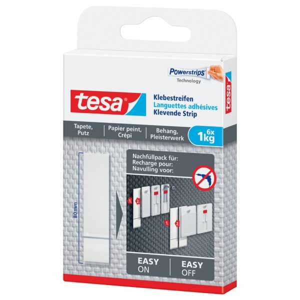 tesa Powerstrips Klebestreifen für Tapete Putz, transparent