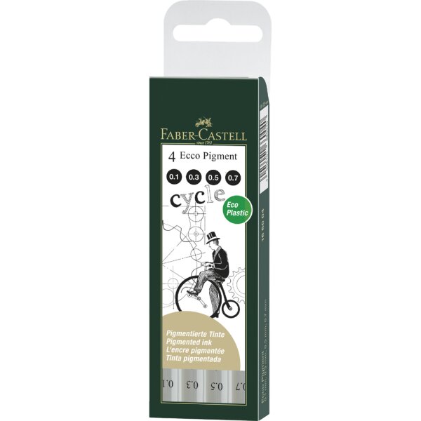 FABER-CASTELL Pigmentliner ECCO PIGMENT, schwarz, 4er Etui