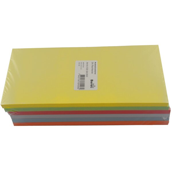 BEREC Karten 6-farbig ass. 530.SK300 Rechteck 205x95mm 300 Stk.