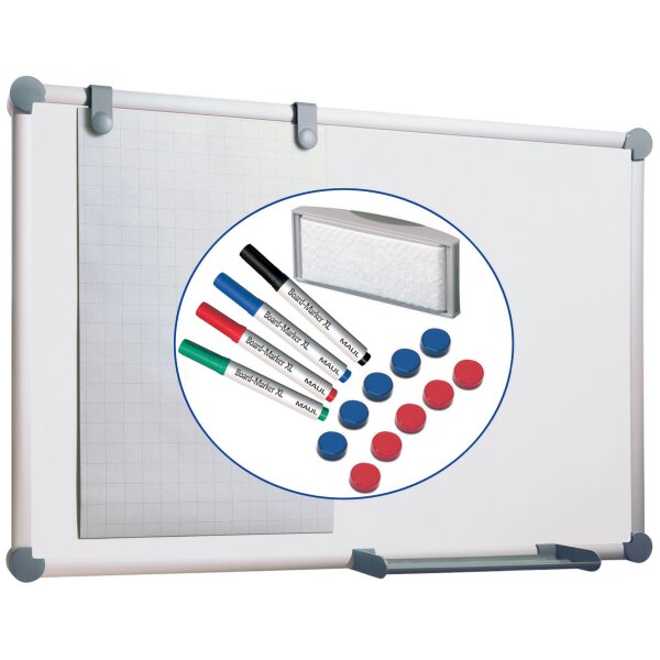 MAUL Tableau mural Blanc 2000 MAULpro, kit complet, gris