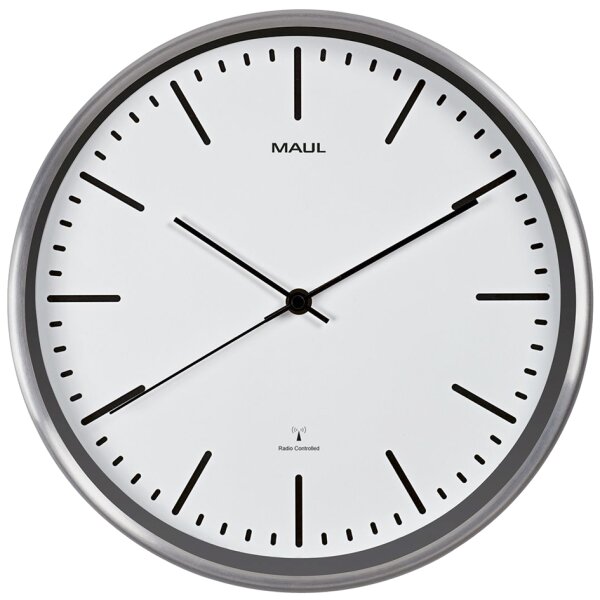 MAUL Horloge murale/horloge radio pilot&eacute;e MAULfly, blanc