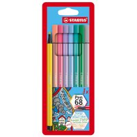 STABILO Feutre Pen 68 PASTEL, étui en carton de 8