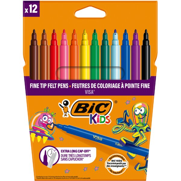 BIC KIDS Feutre Visa, étui en carton de 12