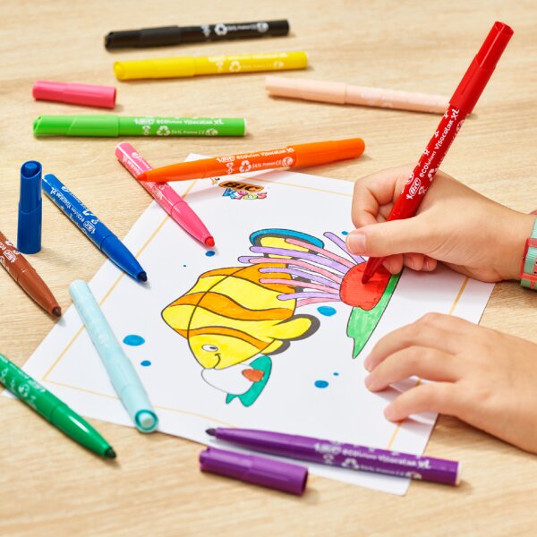 BIC KIDS Fasermaler Visacolor XL ecolutions, 12er Kartonetui