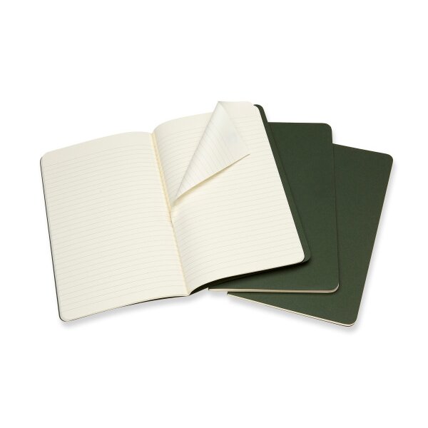 MOLESKINE Cahier L/A5, 3x, Liniert 855273 Myrtengr&uuml;n 3 St&uuml;ck