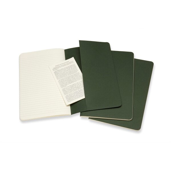 MOLESKINE Cahier L/A5, 3x, Liniert 855273 Myrtengr&uuml;n 3 St&uuml;ck