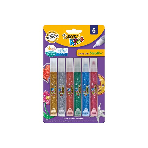 BIC Glitter Glue Metallic 893269 6 Farben