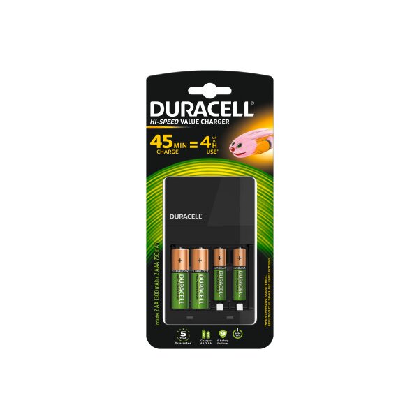 DURACELL Chargeur CEF14 4-118577 avec 2xAA + 2xAAA 4 heurs