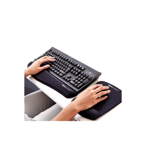 FELLOWES Tapis de souris Plushtouch 9252003 noir, avec repose-poignets