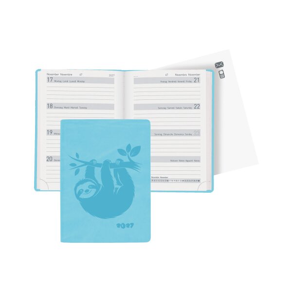 BIELLA Taschenagenda Memento 2027 825715060027U 1W/2S hellblau ML 10.1x14.2cm