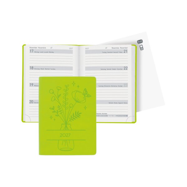 BIELLA Taschenagenda Memento 2027 825715310027U 1W/2S hellgr&uuml;n ML 10.1x14.2cm