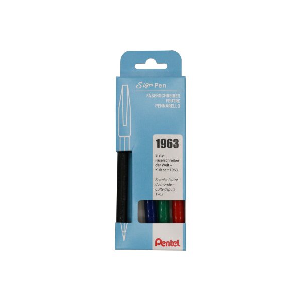 PENTEL Stylos fibre Sign Pen 2.0mm S524 4-couleurs ass.