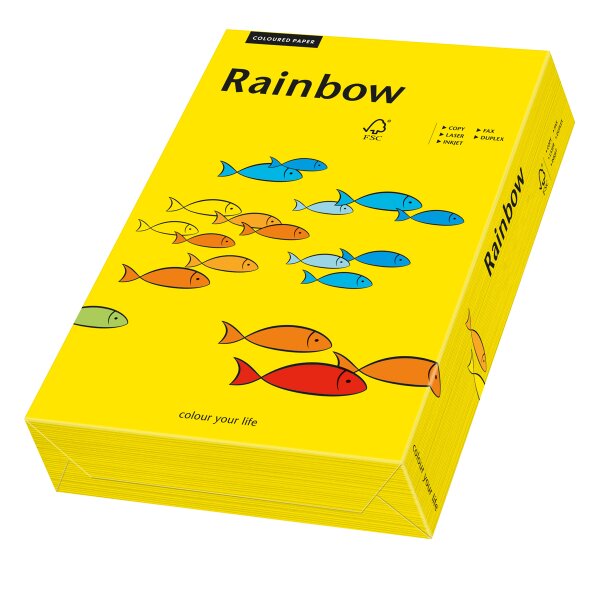 RAINBOW Papier couleur jaune intense A4 80g - 1 Carton (2500 Feuilles)