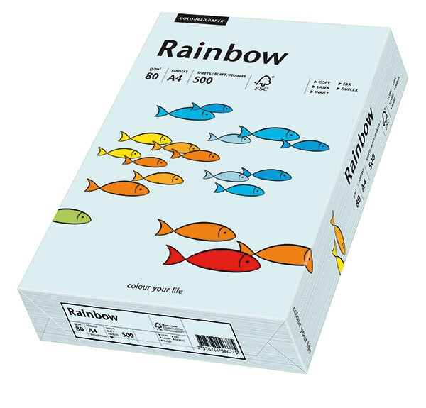 RAINBOW Papier couleur bleu clair A4 80g - 1 Carton (2500 Feuilles)