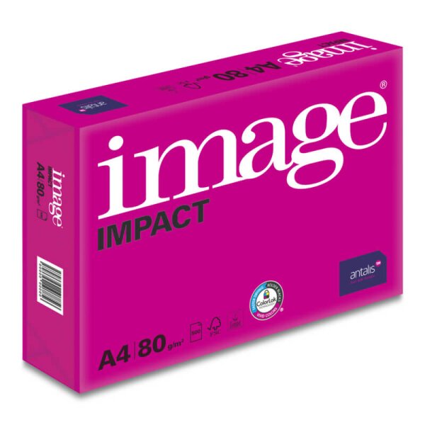 IMAGE Impact Premiumpapier 4-fach gelocht hochweiss A4 80g - 1 Karton (2500 Blatt)