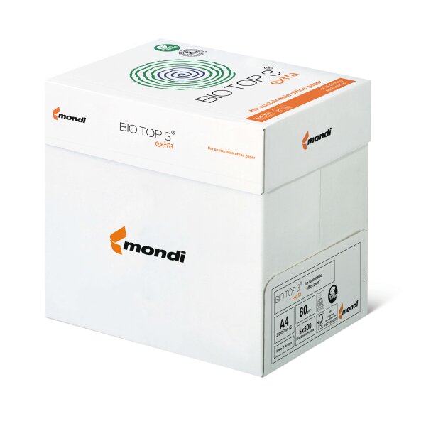 BIO TOP 3 Umweltpapier naturweiss A4 80g - 1 Karton (2500 Blatt)