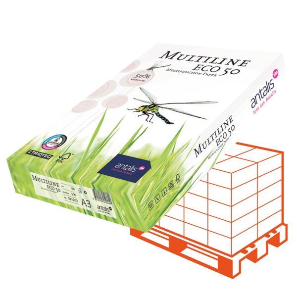 MULTILINE Eco 50 Umweltpapier A3 80g - 1 Palette (50000 Blatt)